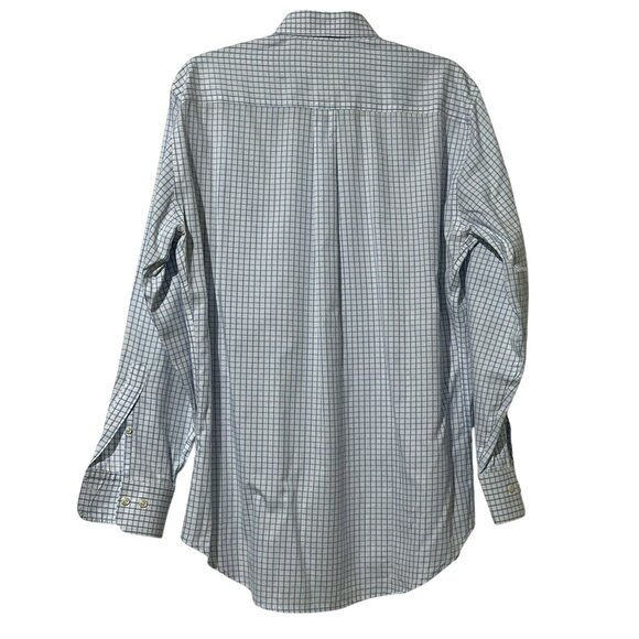 Peter Millar Mens Medium Blue Checkered Cotton Button-Down Shirt - Picture 5 of 11